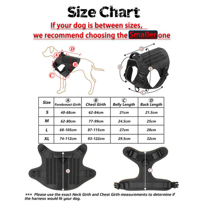 Tactical Dog Harness Collar Leash Molle Pouches For Medium and Large Dogs, Walking Vest Dog Harnesses