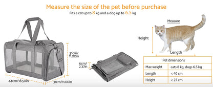 Airline Approved Pet Carrier for Cats and Dogs, Soft Travel Bag with Breathable Honeycomb Board,Removable Support Board for Pet