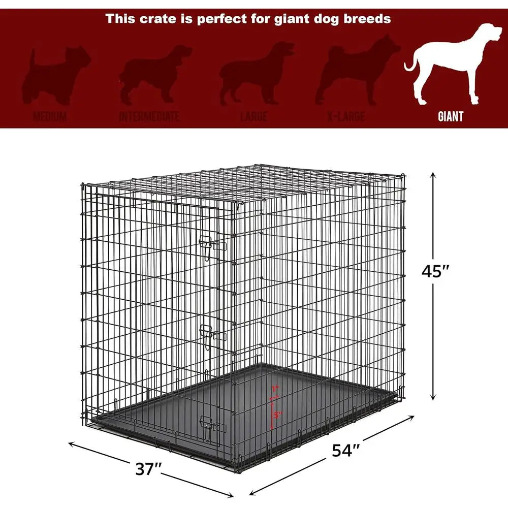 Ginormous Single Door 54-Inch Dog Crate for XXL Dogs Breeds; Great Dane, Mastiff, St. Bernard