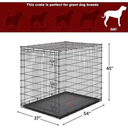 Ginormous Single Door 54-Inch Dog Crate for XXL Dogs Breeds; Great Dane, Mastiff, St. Bernard