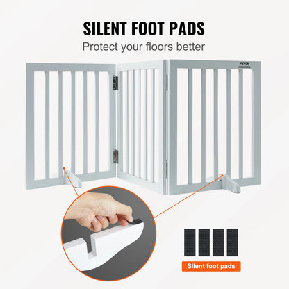 SucceBuy Free Standing Dog Gate, Freestanding Pet Gate with 3 Panels, Foldable for Narrow Passageways, Expandable Dog Barrier