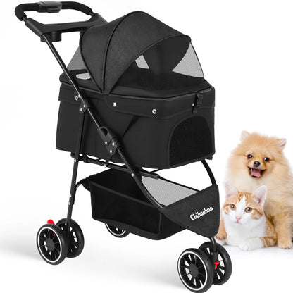 Pet Stroller For Small Puppy, Dogs & Cats, Travel Portable Dog Stroller,  Foldable