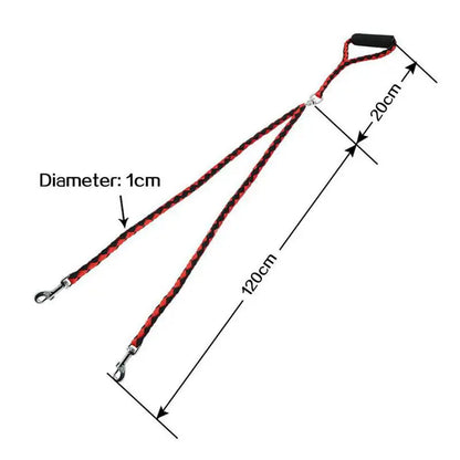 1.4m Pet Double Leash, 2 Way Couplers Dog Leash Rope