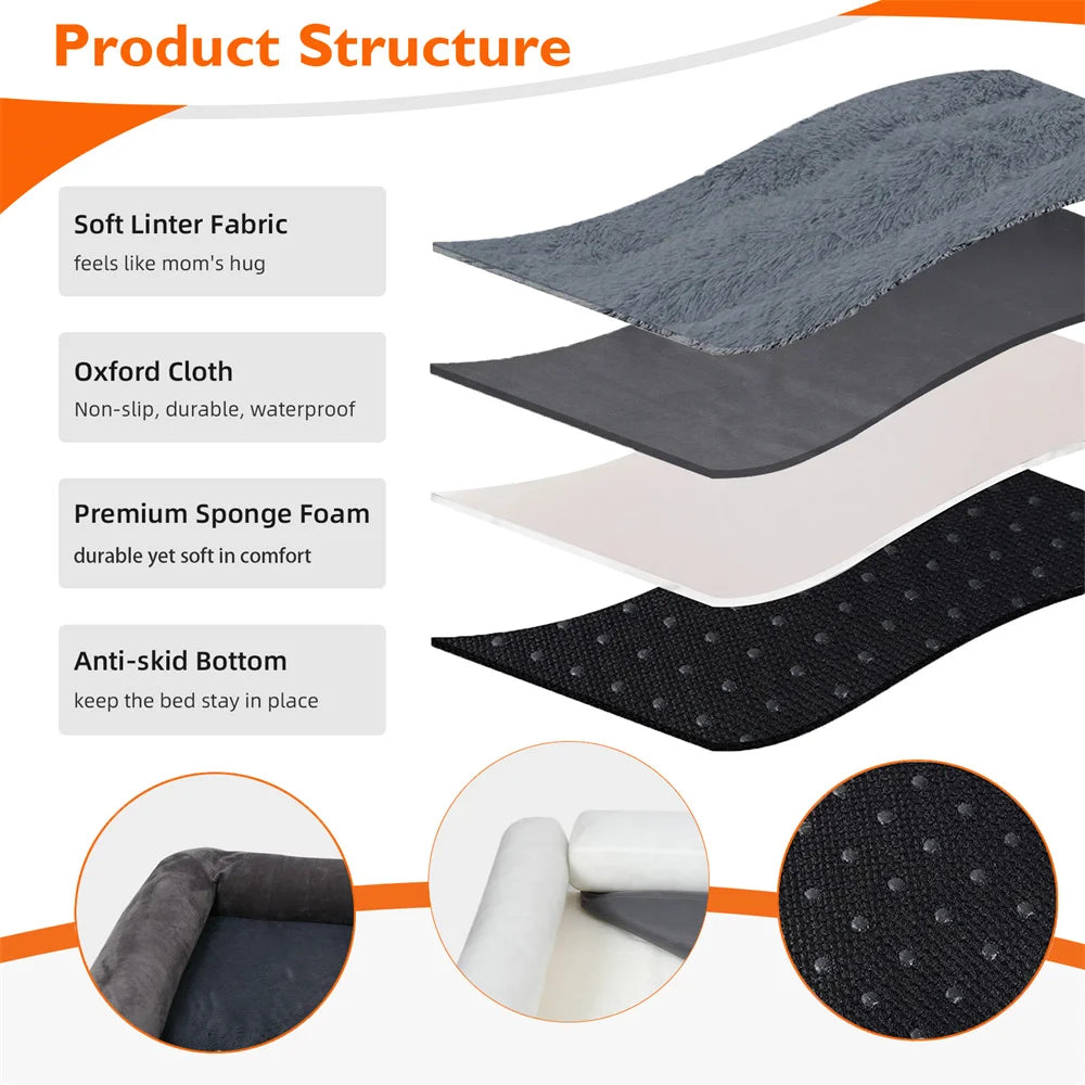 XXXL Large Calming Dog Bed Orthopedic Memory Foam , Waterproof Removable Cover Plush Mat for Small Medium Large Dogs
