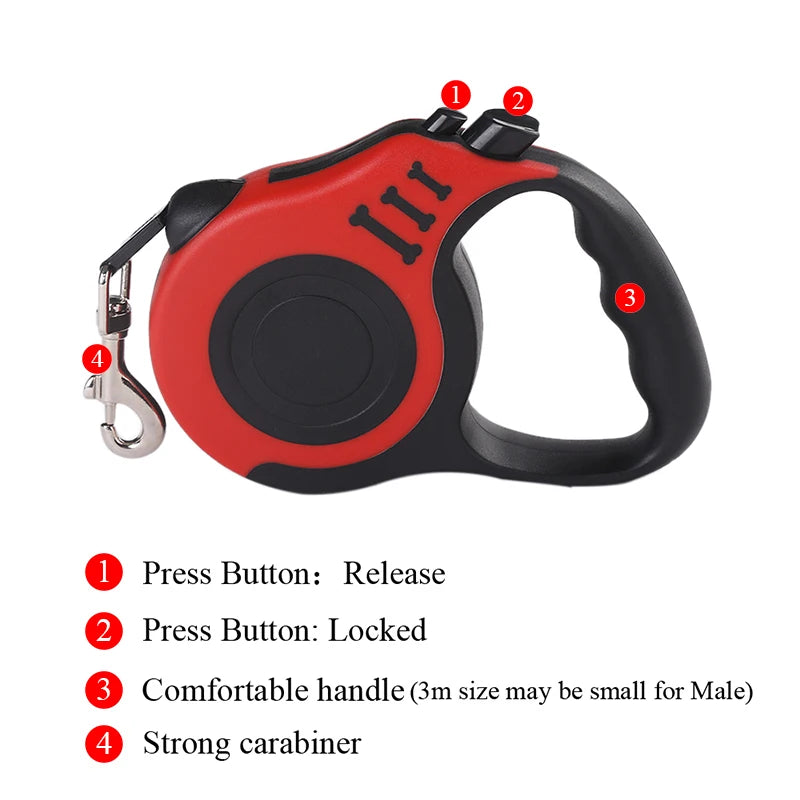 3m, 5m Dog Leash for Small Dogs or Cats,  Automatic Retractable w/ Durable Nylon Lead