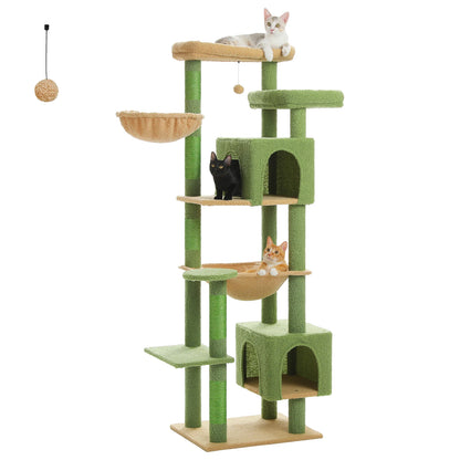 Tall Cat Tree for Indoor Cats, Big Cat Tower with Super Large Hammock, Cat Climbing Tree with Scratching Posts, Condo House Black