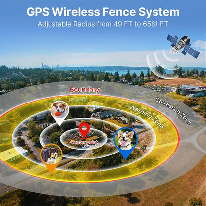 2025 Upgrade Pet GPS Wireless Electronic Fence Dog Fence and Barking Stopper, Dog Trainer Training Electric Shock Collar