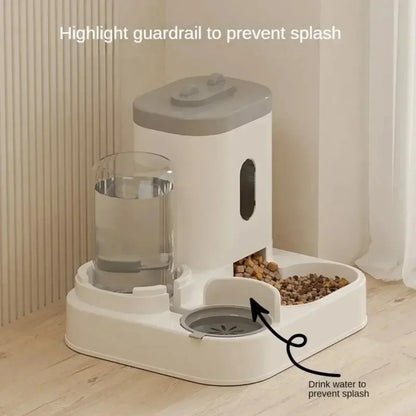 Automatic Feeder Dog or Cat Food Bowl With Water Fountain, Large Capacity Pet Food Storage Dispenser