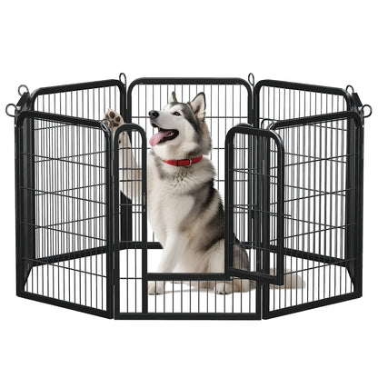 Dog Playpen with Door, Outdoor/Indoor Foldable Metal Pet Fence, Heavy Duty Exercise Pen for Yard, RV Camping