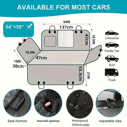 Dog Car Seat Cover for Pets, 100% Waterproof Seat Cover Hammock, Scratch Proof, Nonslip Durable Soft Back Seat Cover for Cars and Trucks