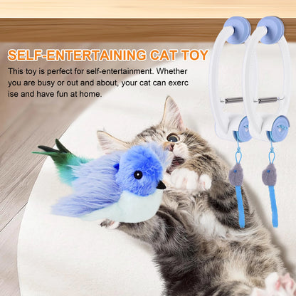 Door Hanging Automatic Retractable Kitten Toys with 3 Catnip Mice