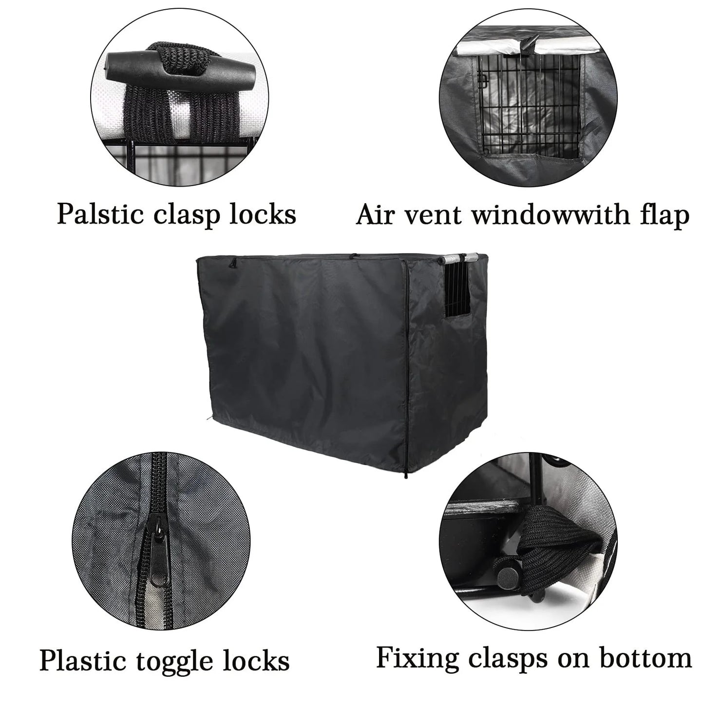 Wire Dog Crate with Cover, Double Door, Cover 42 Inches Heavy Duty Oxford Fabric