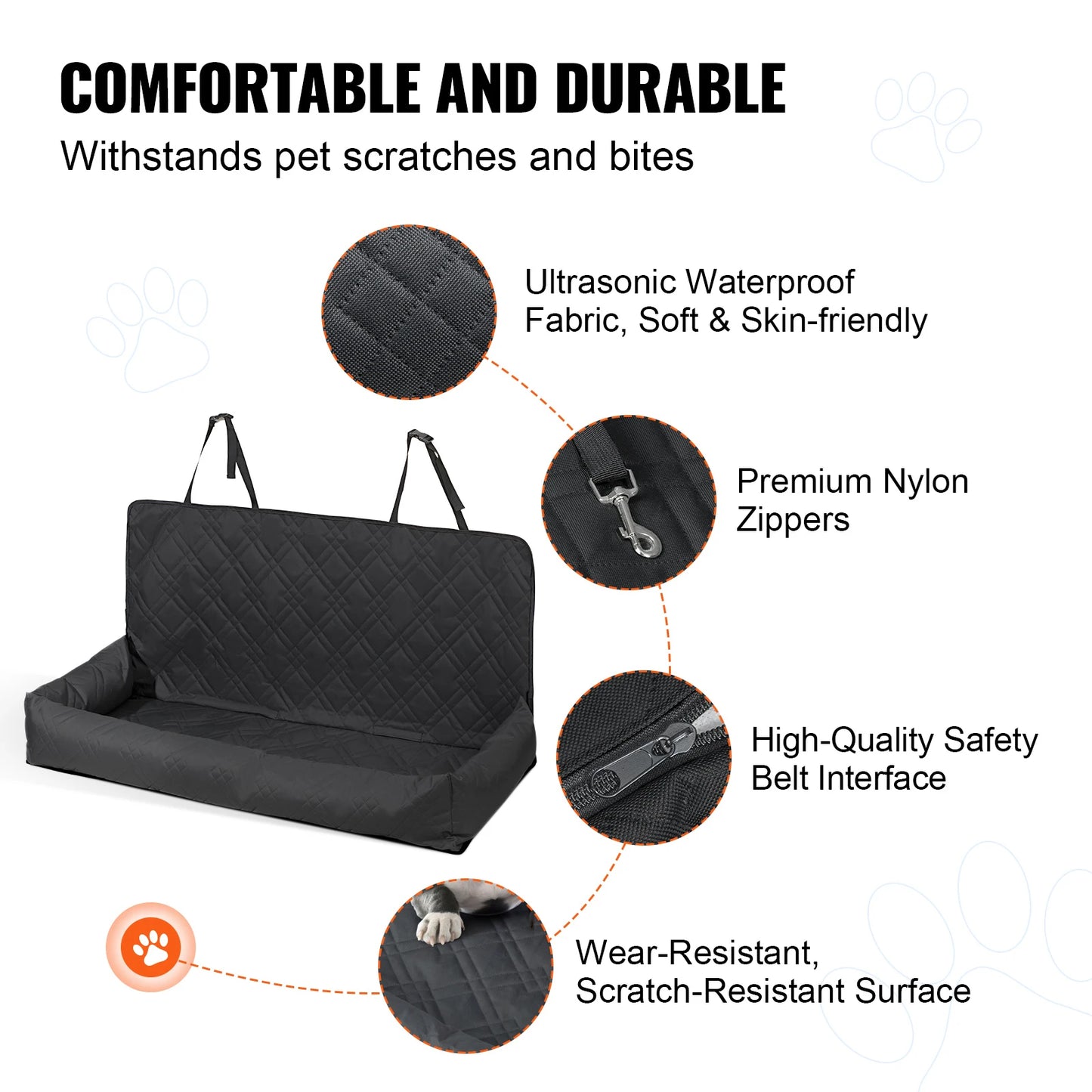 Dog Car Seat Waterproof Dog Booster Seat, Pet Car Seat with Clip-On Safety Leash, Car Bed for Medium or Large Dog