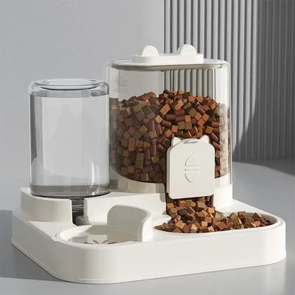 Automatic Feeder Dog or Cat Food Bowl With Water Fountain, Large Capacity Pet Food Storage Dispenser