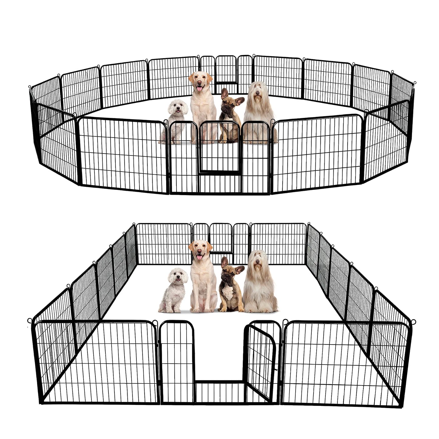 Dog Playpen with Door, Outdoor/Indoor Foldable Metal Pet Fence, Heavy Duty Exercise Pen for Yard, RV Camping
