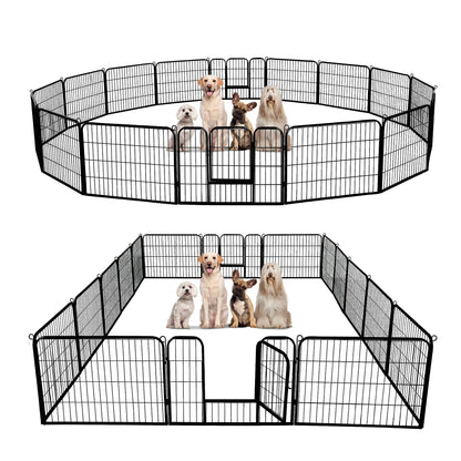 Dog Playpen with Door, Outdoor/Indoor Foldable Metal Pet Fence, Heavy Duty Exercise Pen for Yard, RV Camping