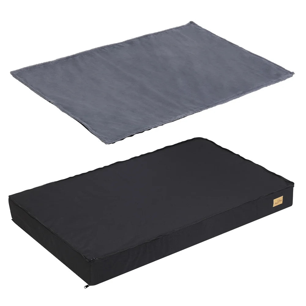 Large Orthopaedic Dog Bed Waterproof Cushion, Pet Mattress 2 In 1 Pet Dog Crate Bed with Removable Washable Cover Indoor Outdoor