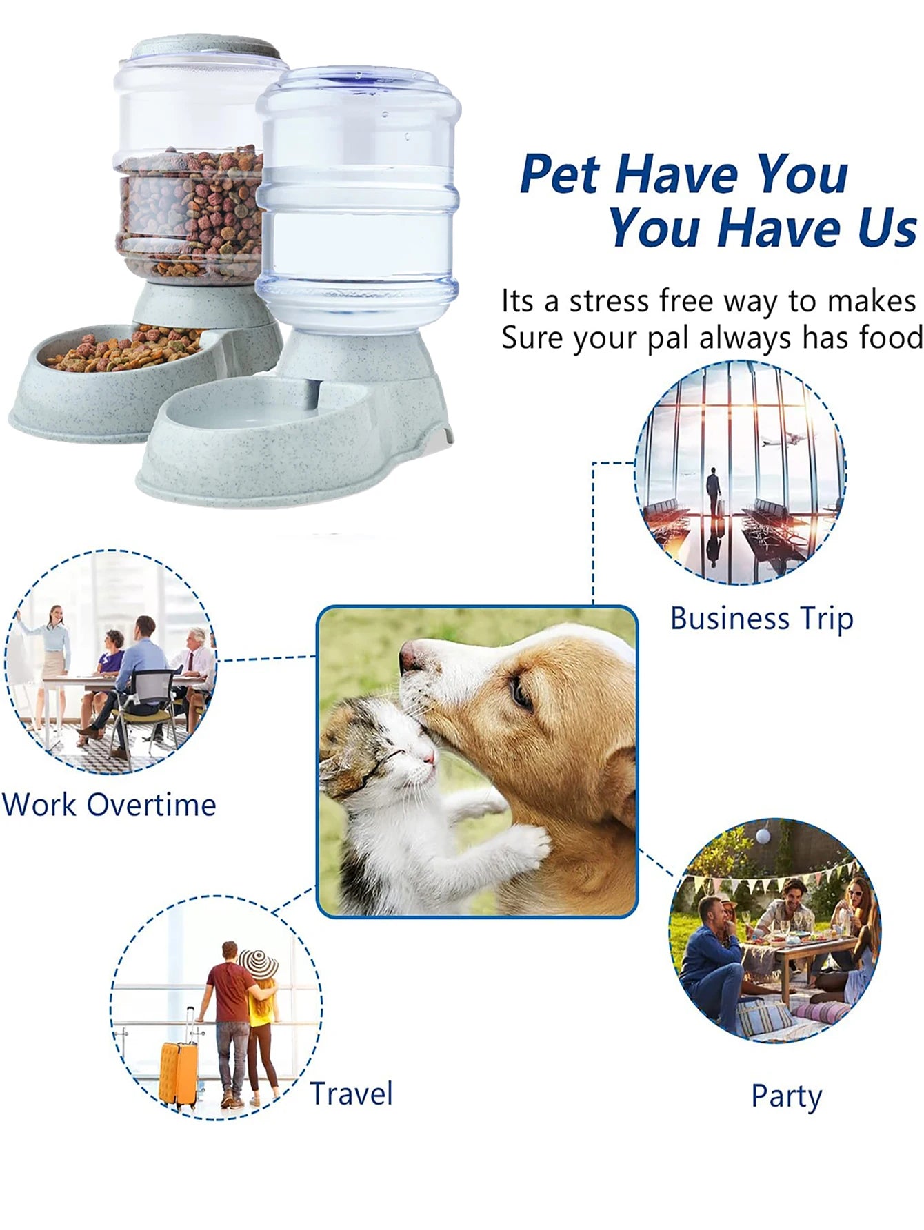 Automatic Water Dispenser Large Capacity, Pet Feeder Small Dog or CatFood Bowl