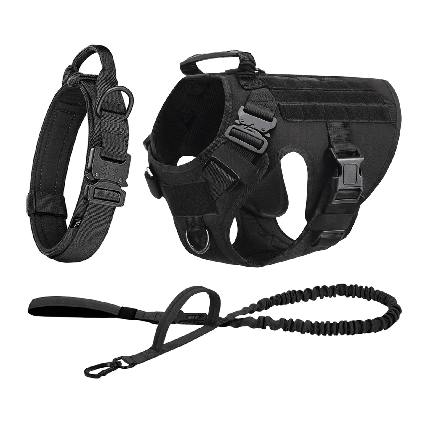 Tactical Dog Harness Collar Leash Molle Pouches For Medium and Large Dogs, Walking Vest Dog Harnesses