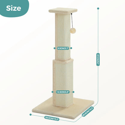 Large Cat Scratching Post for Indoor Cats, Ultimate Scratch Post with Woven Sisal Dangling Ball