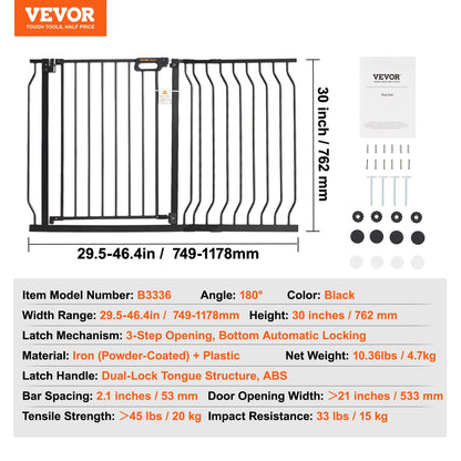 SucceBuy Baby Gate 28/30/36 Inches High, Dog Gate Easy Step Walk Thru, Child Pet Security, Pressure Mount Kit w/ Wall Cups