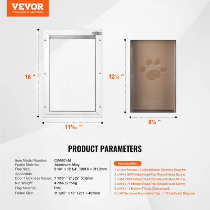 SucceBuy Pet Door Aluminum Frame with Lock and Flap System, Weatherproof Doggy Door Easy to Install in Interior or Exterior Doors