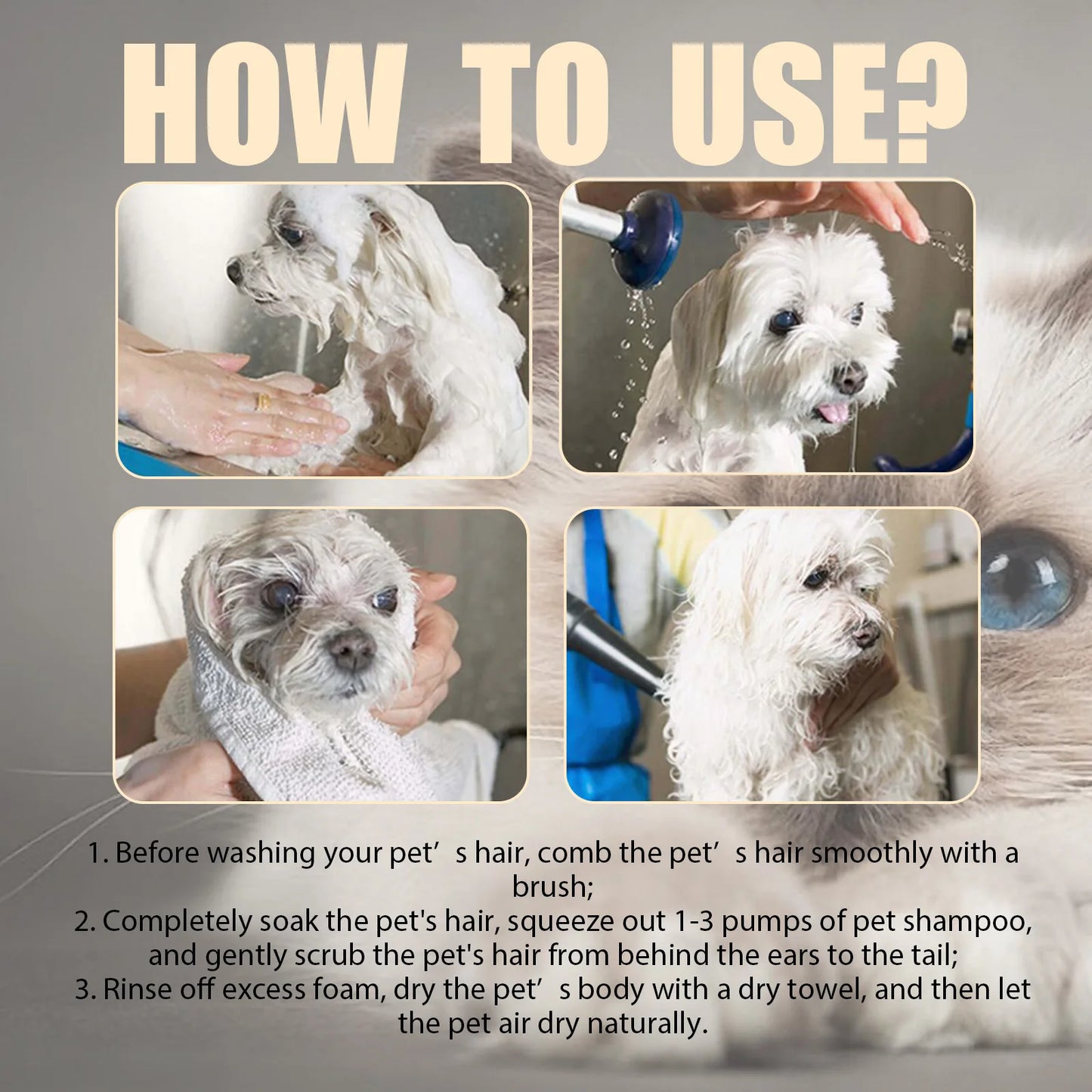 Dog Wash Shampoo: Flea & Mite Killer, Dirt Removal - Anti-Itch, Deodorizing & Moisturizing Formula for Softening Coat