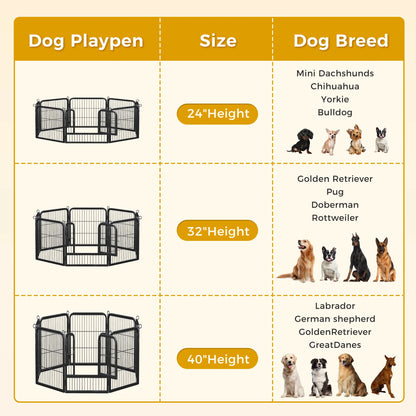 Dog Playpen with Door, Outdoor/Indoor Foldable Metal Pet Fence, Heavy Duty Exercise Pen for Yard, RV Camping