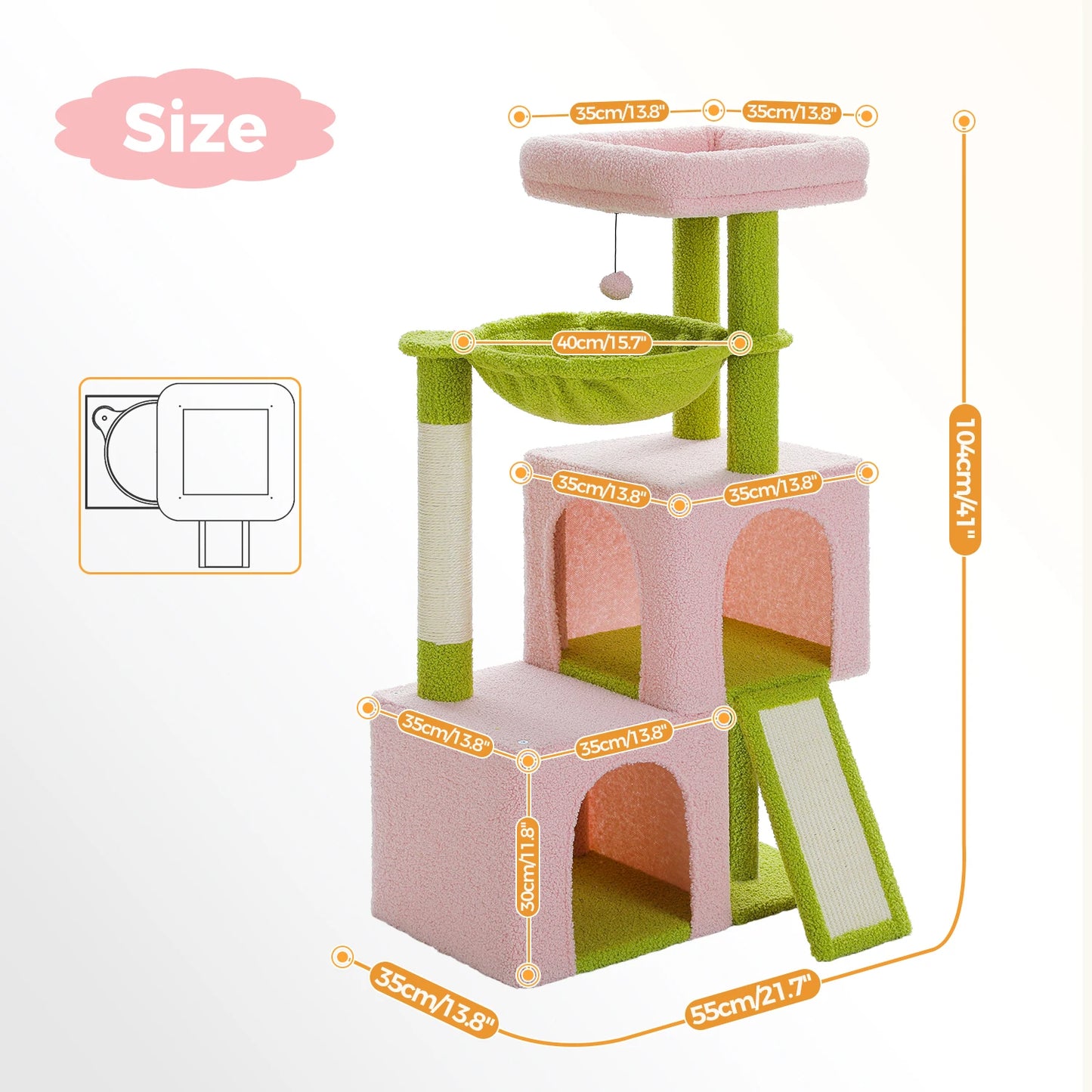 Large Cat Tree for Indoor Cats, Multi-Level Cat Tower with Sisal Scratching Post, 2 Spacious Condo, Cat Scratching Pad