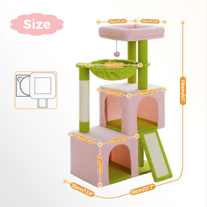 Large Cat Tree for Indoor Cats, Multi-Level Cat Tower with Sisal Scratching Post, 2 Spacious Condo, Cat Scratching Pad