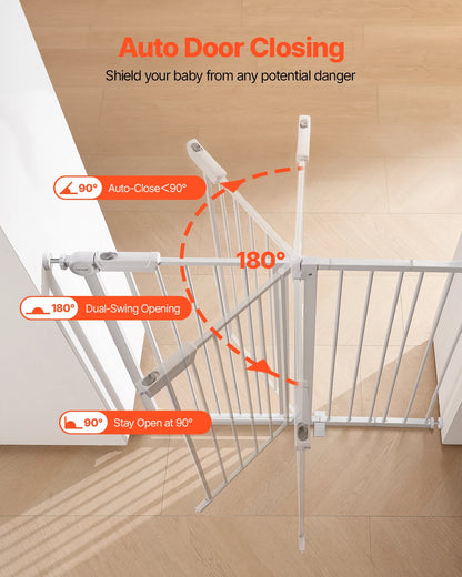 SucceBuy Baby Gate 28/30/36 Inches High, Dog Gate Easy Step Walk Thru, Child Pet Security, Pressure Mount Kit w/ Wall Cups