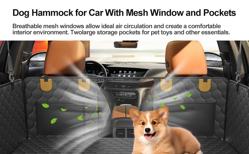 Waterproof Pet Travel Accessories Foldable Dog Car Seat , Car Pet Seat Safety Hammock, Trunk Mat, Car Rear Back Seat Protector