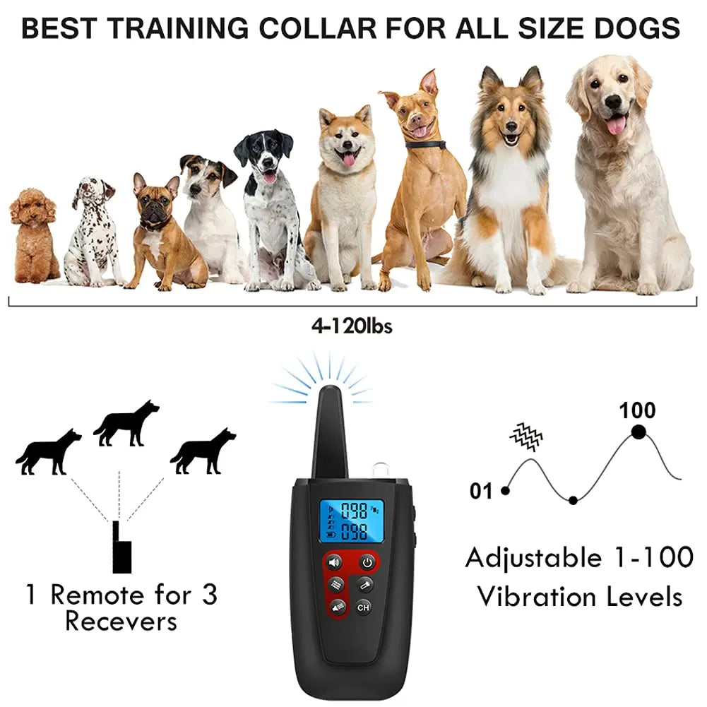 No Shock Dog Training Collar for All Size Dogs, 3300ft Range Vibrating Dog Collar, IPX7 Waterproof Electric Collar with Remote