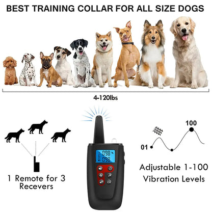 No Shock Dog Training Collar for All Size Dogs, 3300ft Range Vibrating Dog Collar, IPX7 Waterproof Electric Collar with Remote