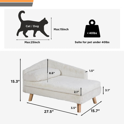 Elevated Pet Bed,Nordic Pet Stool Bed with Cozy Pad, Waterproof, with Sturdy Wood Legs for Small Dog or Kitten