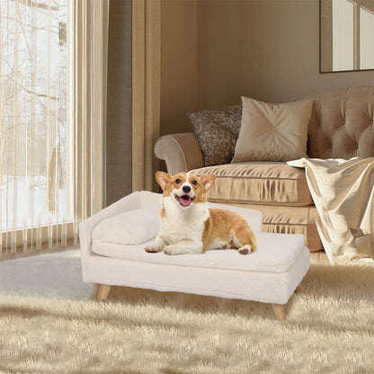 Elevated Pet Bed,Nordic Pet Stool Bed with Cozy Pad, Waterproof, with Sturdy Wood Legs for Small Dog or Kitten