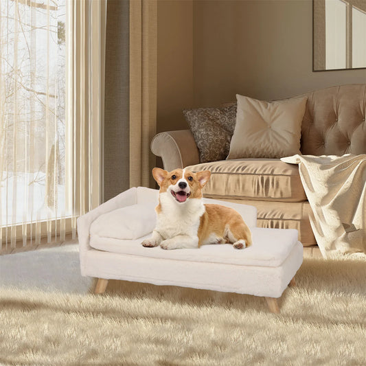 Elevated Pet Bed,Nordic Pet Stool Bed with Cozy Pad, Waterproof, with Sturdy Wood Legs for Small Dog or Kitten