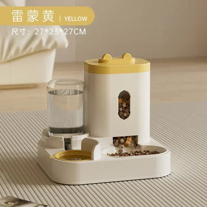 Automatic Feeder Dog or Cat Food Bowl With Water Fountain, Large Capacity Pet Food Storage Dispenser