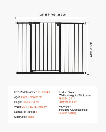 SucceBuy Baby Gate 28/30/36 Inches High, Dog Gate Easy Step Walk Thru, Child Pet Security, Pressure Mount Kit w/ Wall Cups