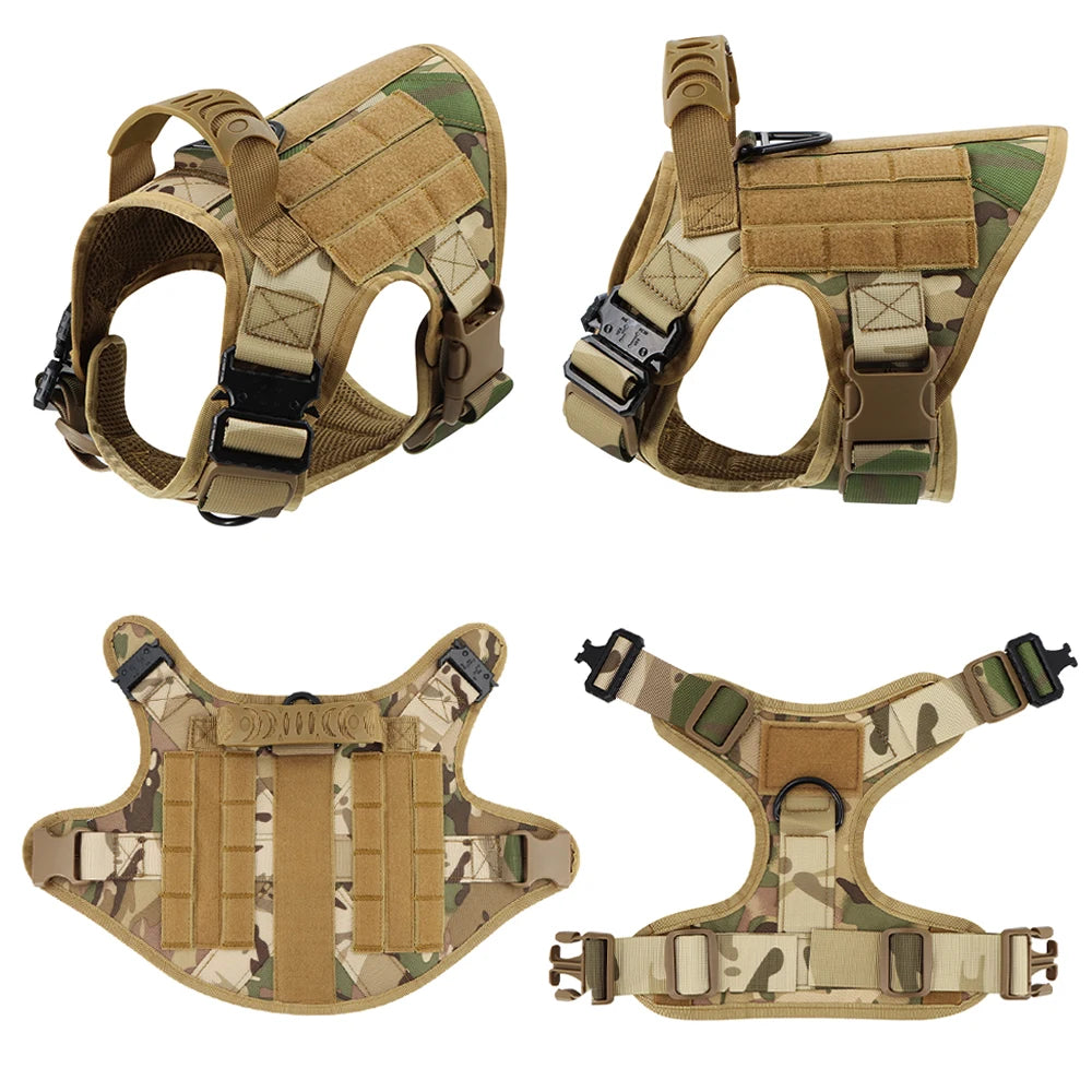 Military Large Dog Harness ,Collar Leash Bags, Patches, Set Pet Malinois Training Vests Tactical Dogs Harnesses Accessories