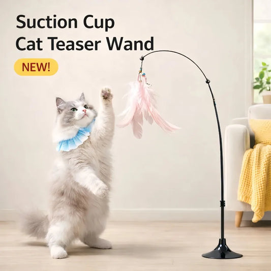 Cat Teaser Stick | Feather Rotating Funny | Steel Wire Long Pole | Self-Pleasure Interactive | Boredom Relief Toy For Cat Kitten