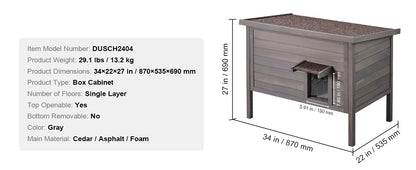 SucceBuy Outdoor Cat House Weatherproof, Feral Cat Shelter for Cat, Outdoor Wooden Cat or Rabbit House with All-Round Foam Insulated