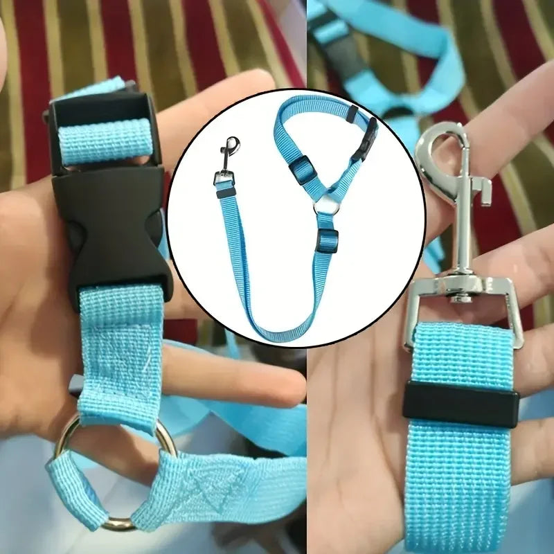 1pc Pet Dog And Cat Seat Belt, Car Headrest Restraint, Adjustable Safety Rope,