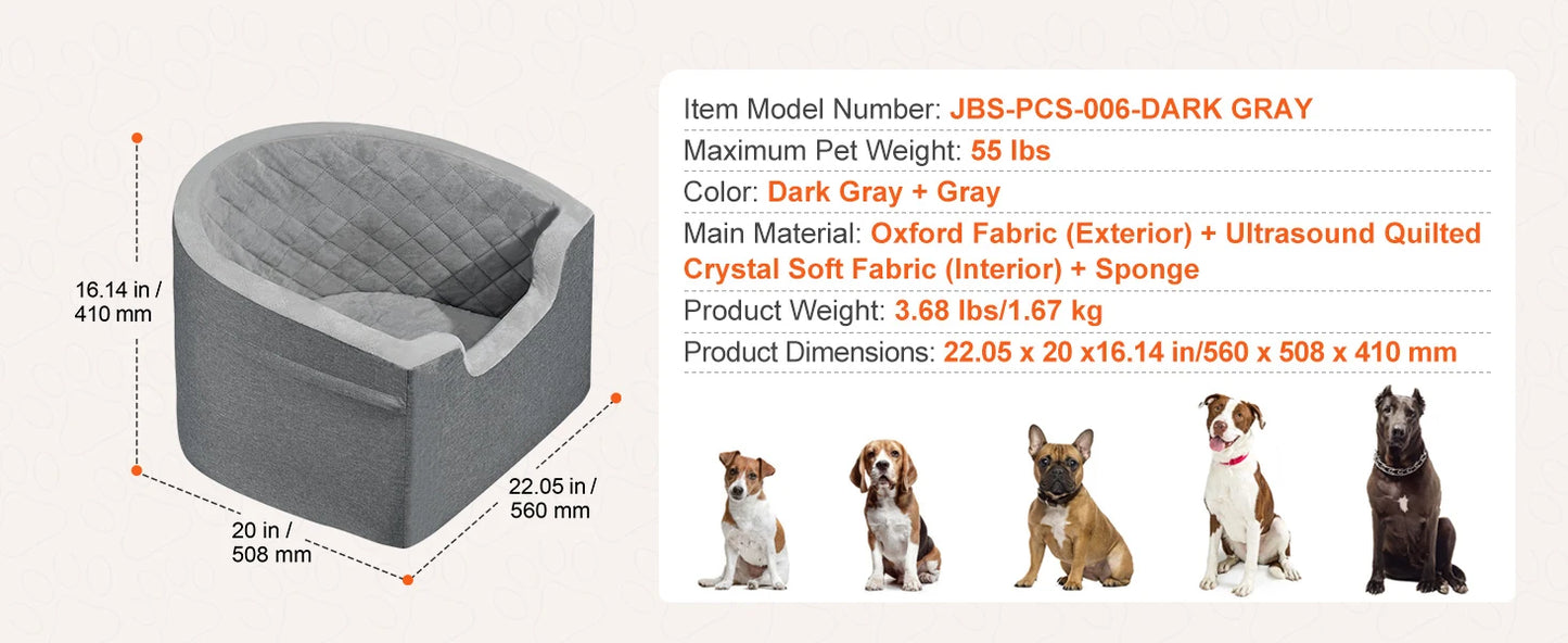 Dog Car Seat Waterproof Dog Booster Seat, Pet Car Seat with Clip-On Safety Leash, Car Bed for Medium or Large Dog