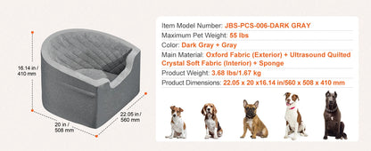 Dog Car Seat Waterproof Dog Booster Seat, Pet Car Seat with Clip-On Safety Leash, Car Bed for Medium or Large Dog