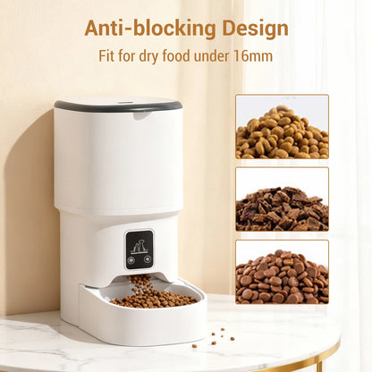 Programmable 4L Automatic Pet Feeder for Small Dogs and Cats, Up to 6 Meals Daily, Timer/Portion Control, Pet Feeding Food Dispenser