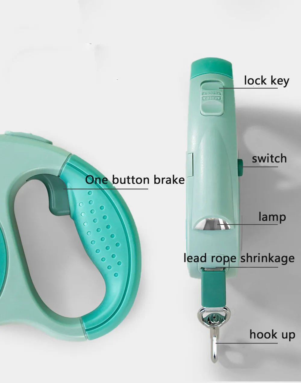 Dog Leash With Led Lights and Garbage Bag, Retractable Nylon 5M Traction Rope,