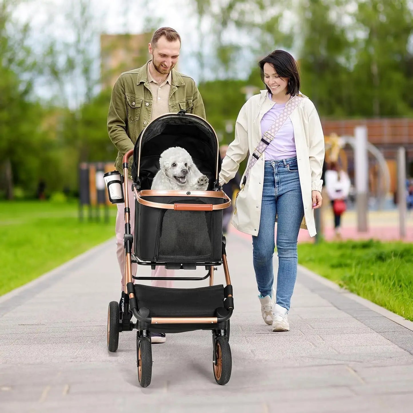 360° High Wheels Transport Foldable Cat and Dog Pet Stroller,  Max. load 25 kg/ 55lbs.