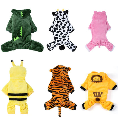 Soft Warm Fleece Dogs Jumpsuits with Hoodies, Pet Clothing for Small Dogs, Puppies and Cats