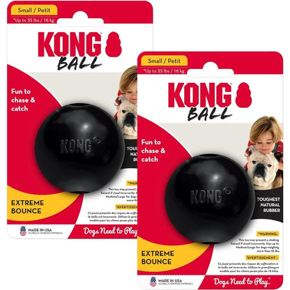 KONG Extreme Ball 2-Pack – Durable Rubber Dog Toy for Power Chewers – Tough Fetch Ball with Hole for Treats – Ideal for Training
